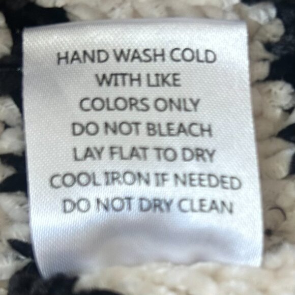 Designer Inspired Striped Puff Sleeve Cropped Sweater Cream/Black M Soft Knit - Picture 6 of 6